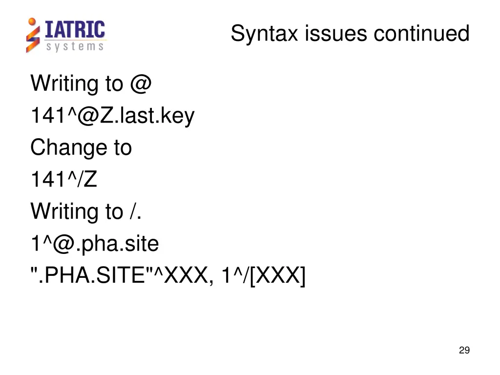 syntax issues continued