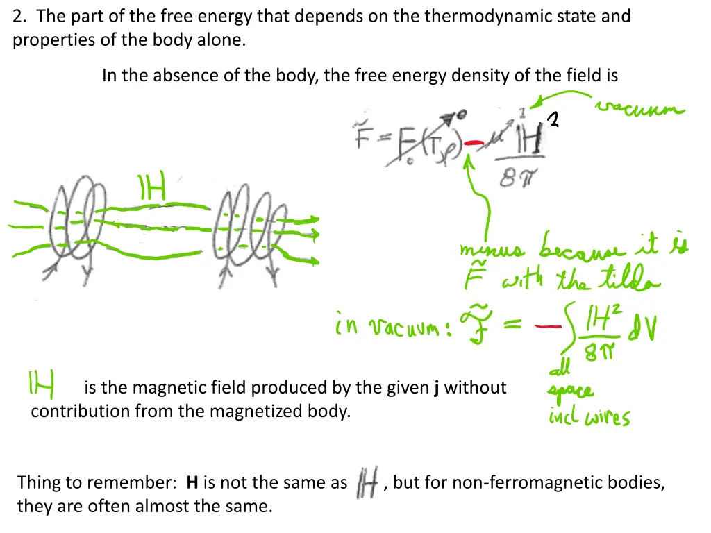 2 the part of the free energy that depends
