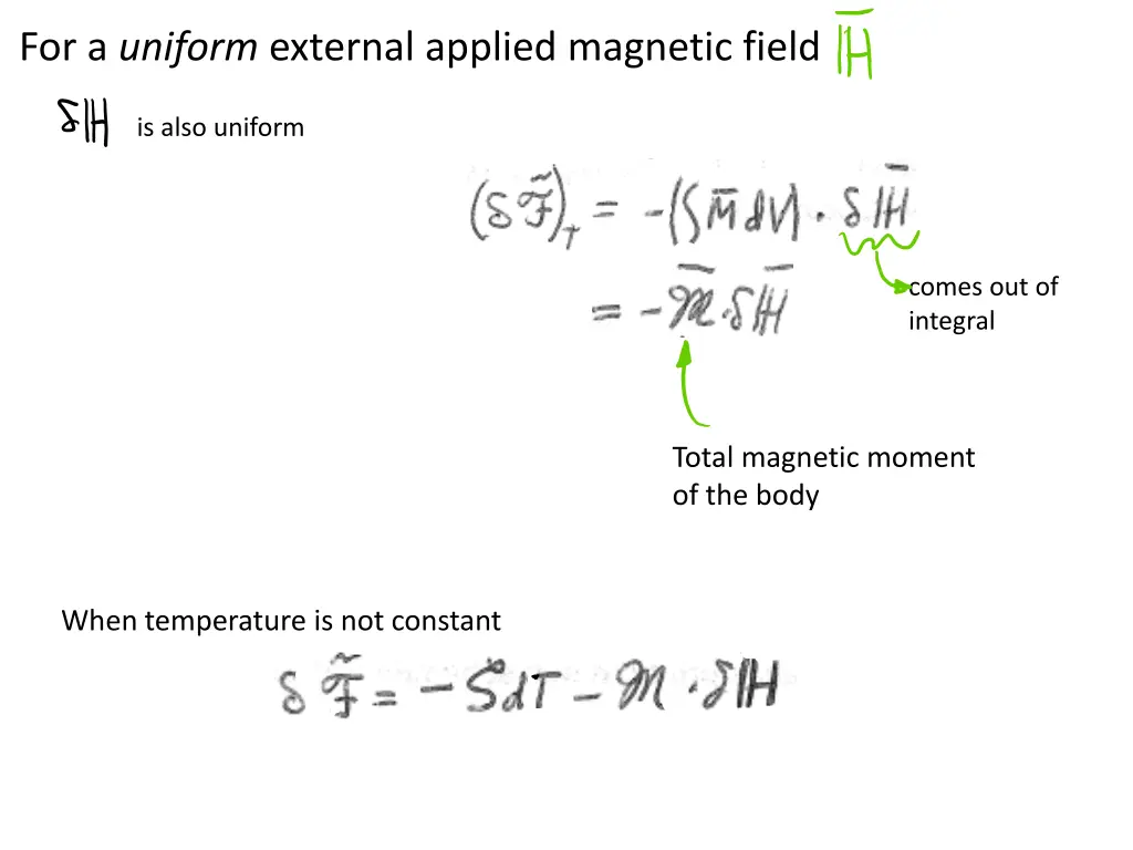 for a uniform external applied magnetic field