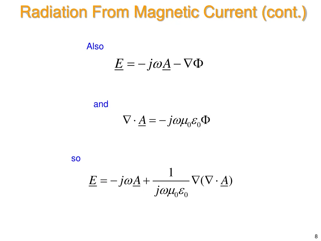 radiation from magnetic current cont 1