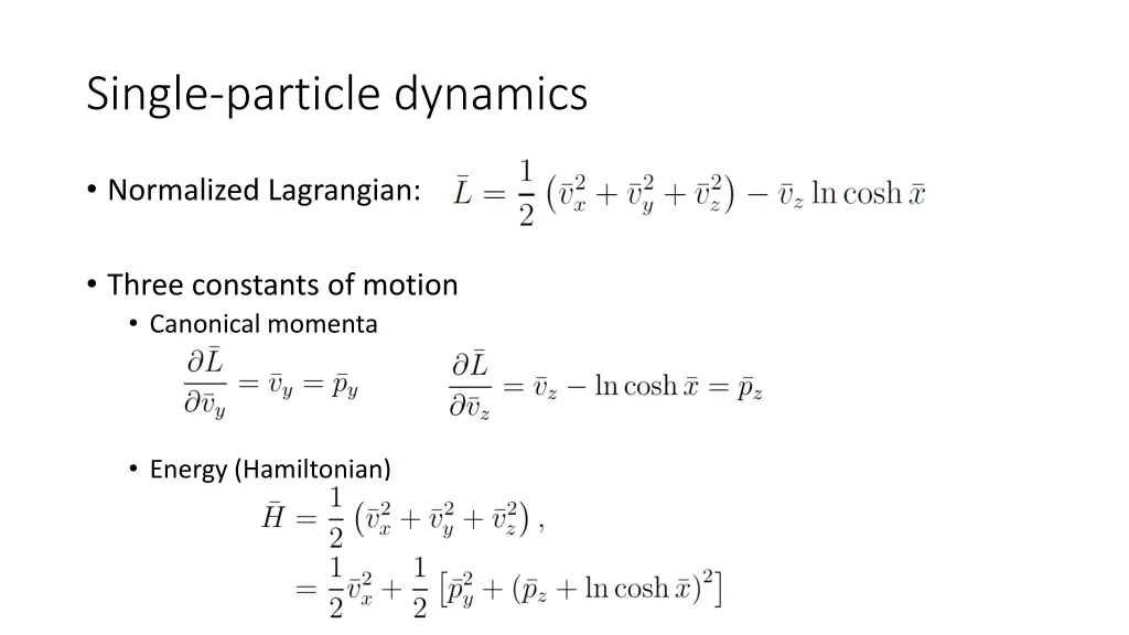 single particle dynamics 1