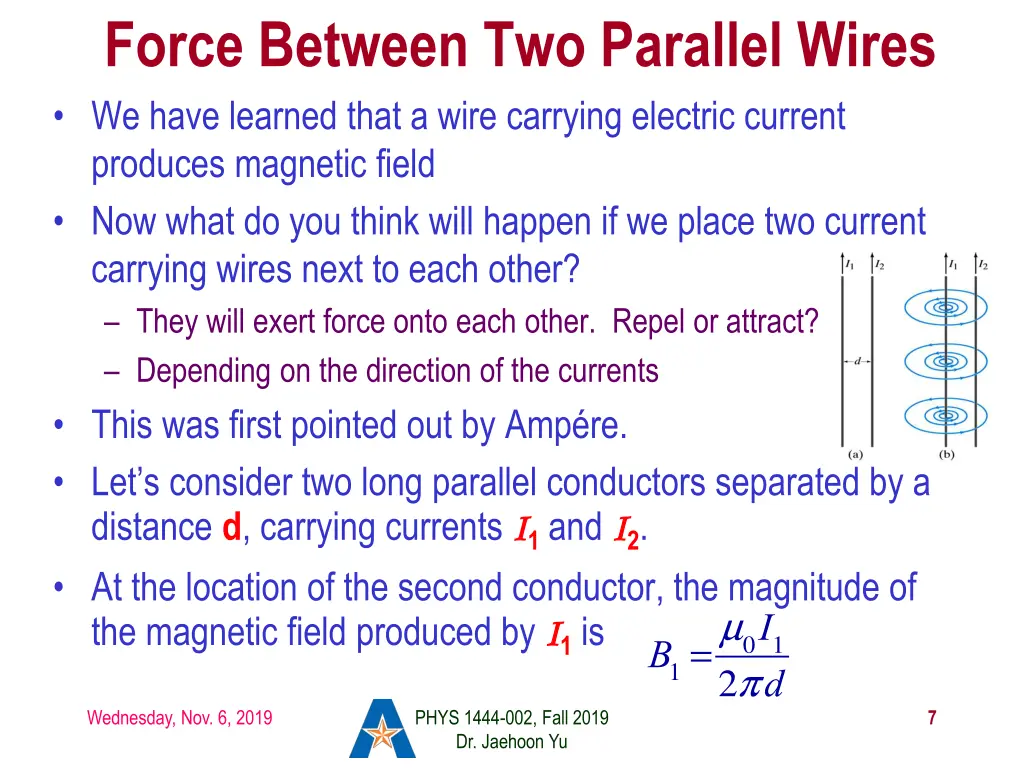 force between two parallel wires