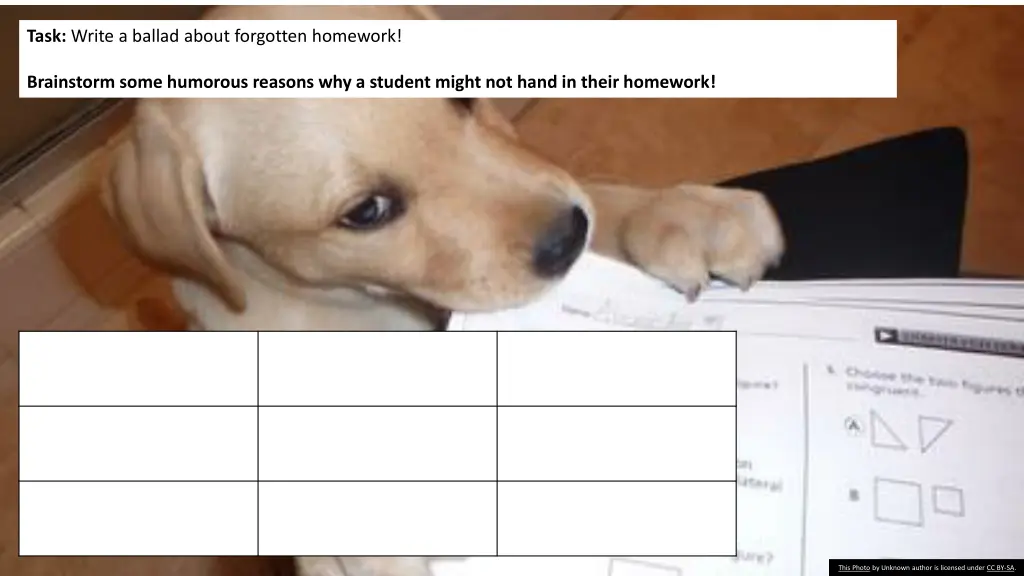 task write a ballad about forgotten homework