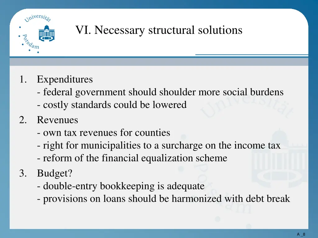 vi necessary structural solutions