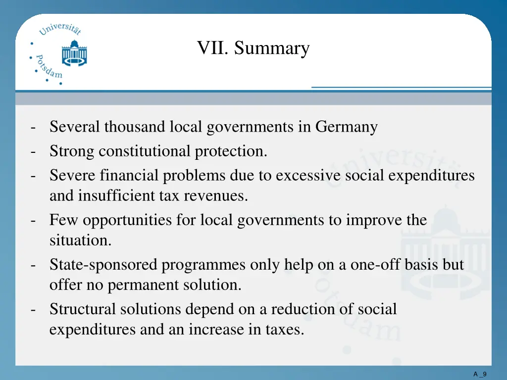 vii summary