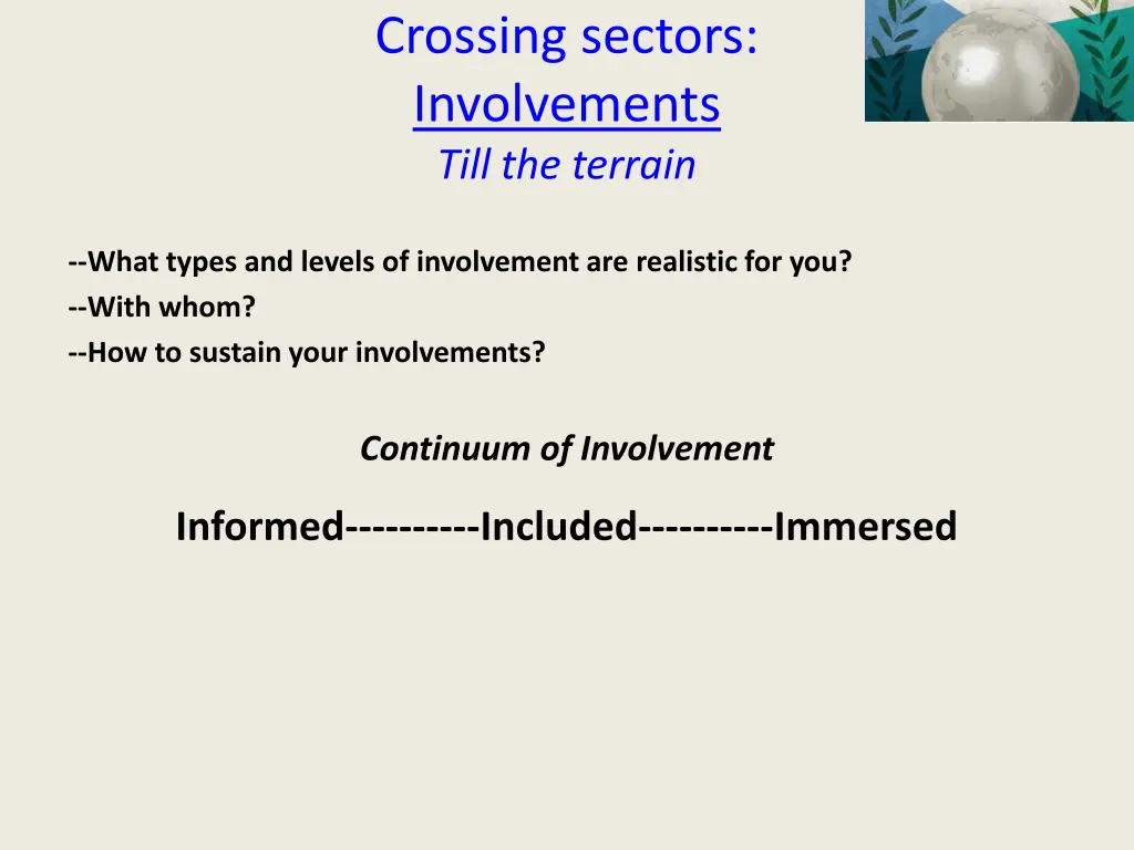 crossing sectors involvements till the terrain