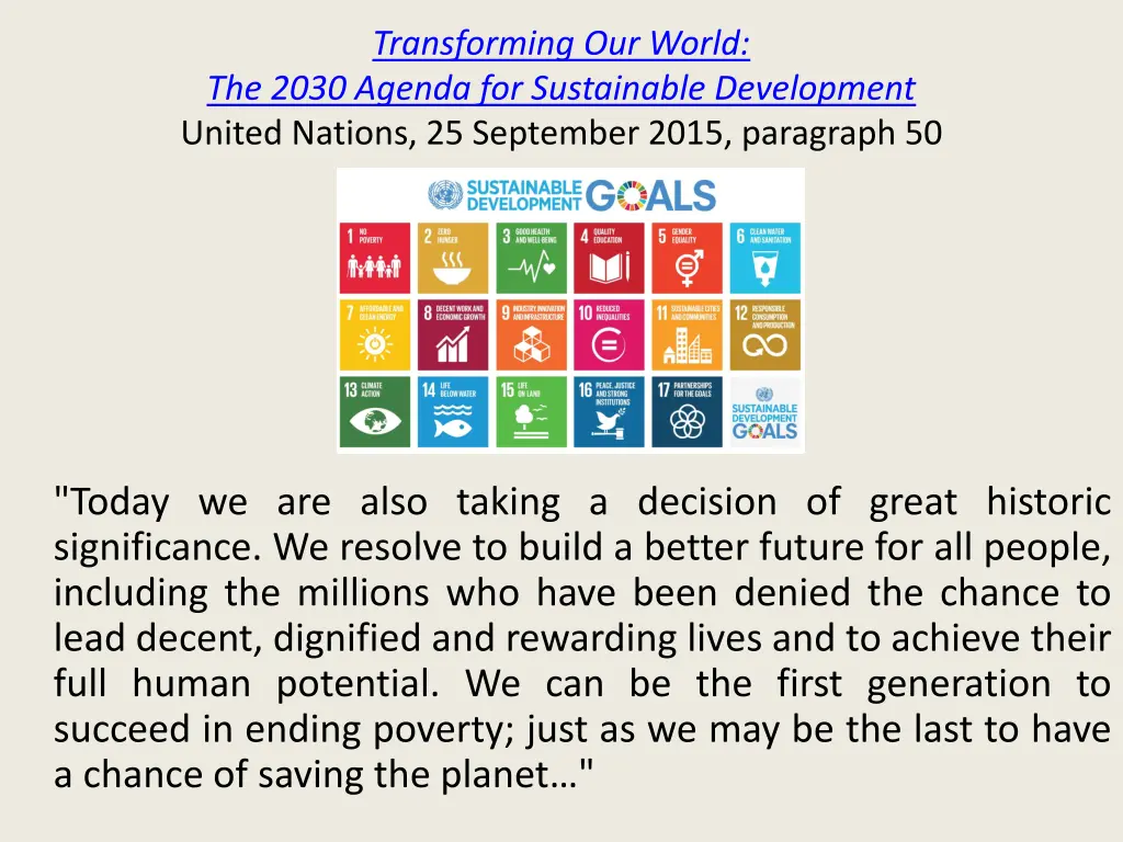 transforming our world the 2030 agenda