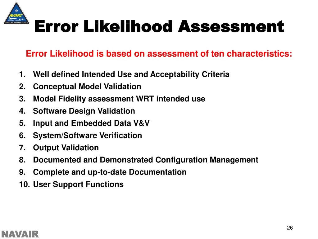 error likelihood assessment error likelihood