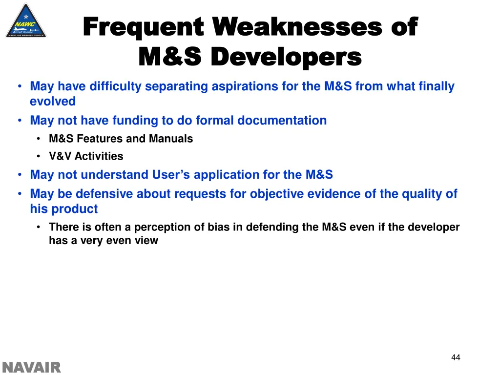 frequent weaknesses of frequent weaknesses
