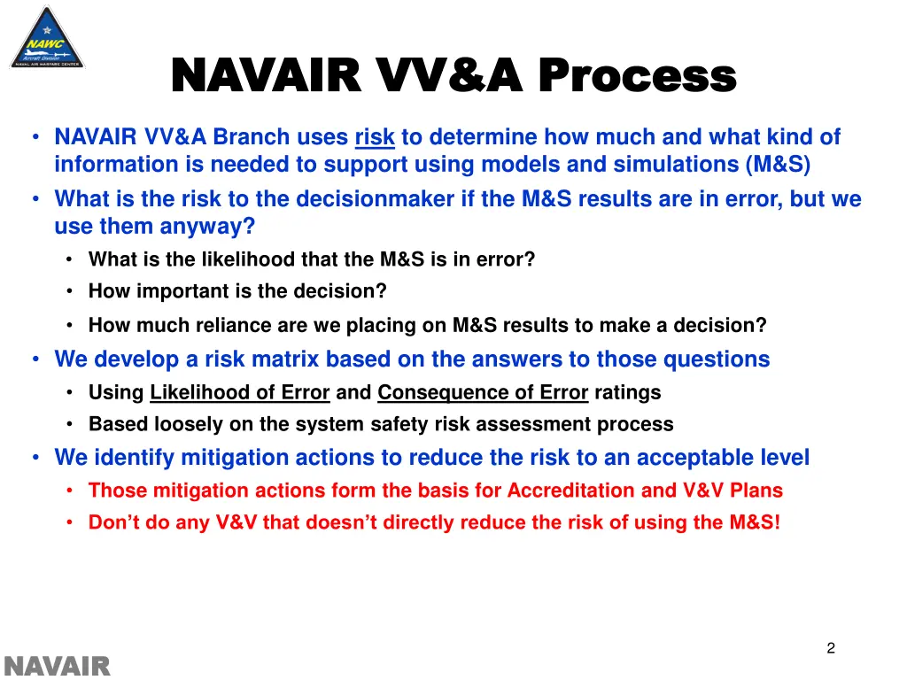 navair vv a process navair vv a process