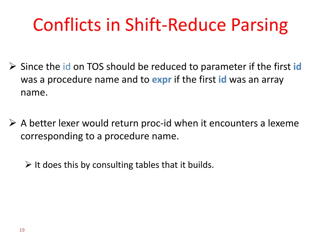 conflicts in shift reduce parsing 1