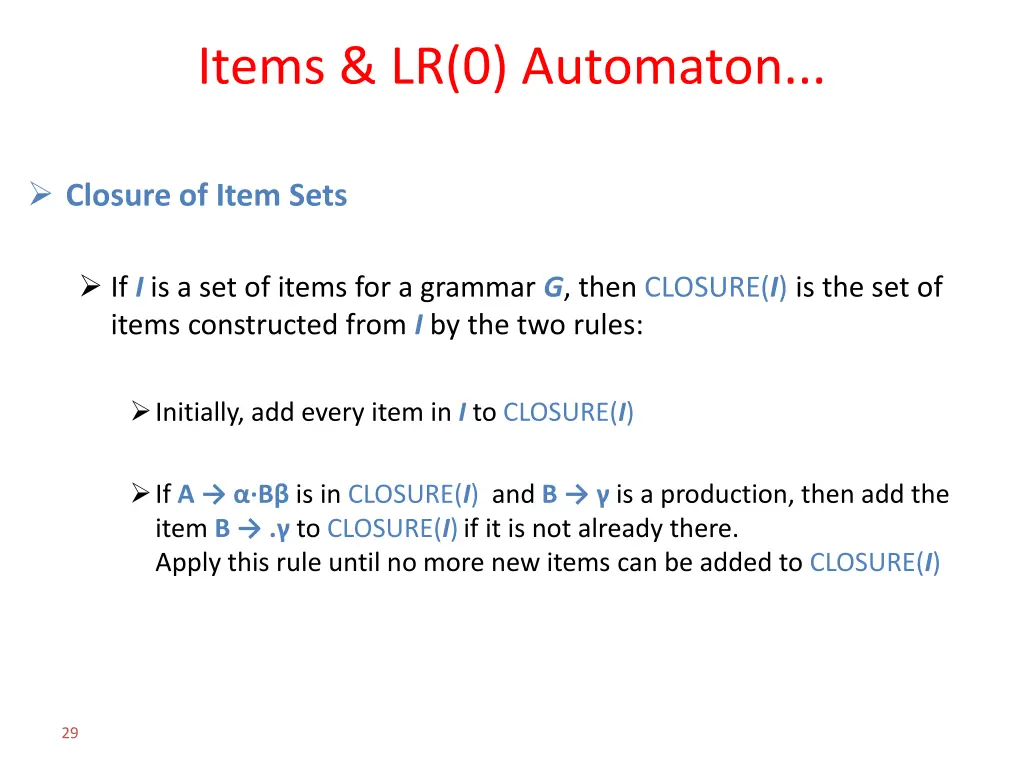 items lr 0 automaton 4