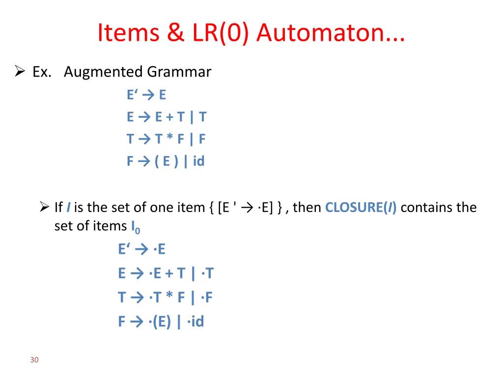 items lr 0 automaton 5