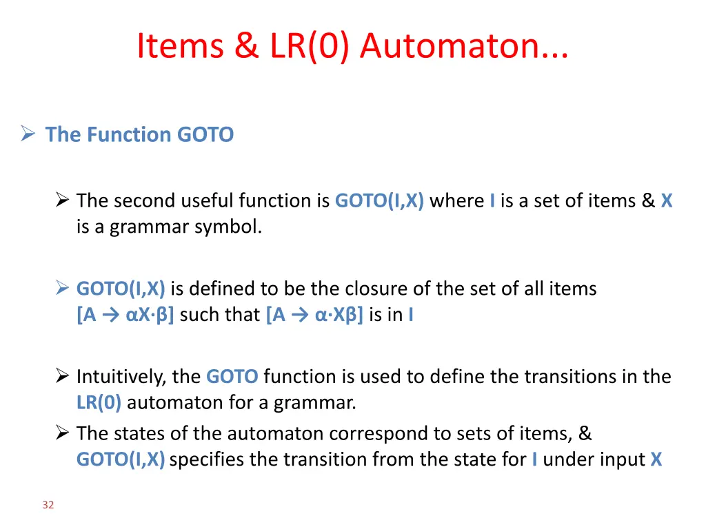 items lr 0 automaton 7