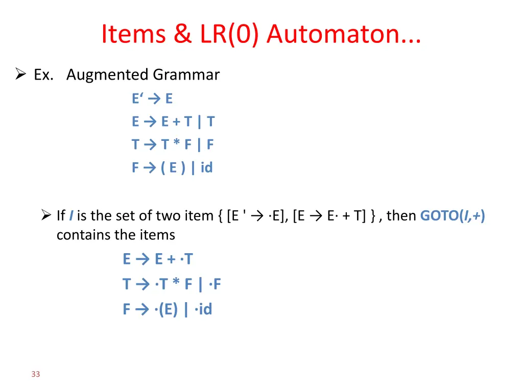 items lr 0 automaton 8