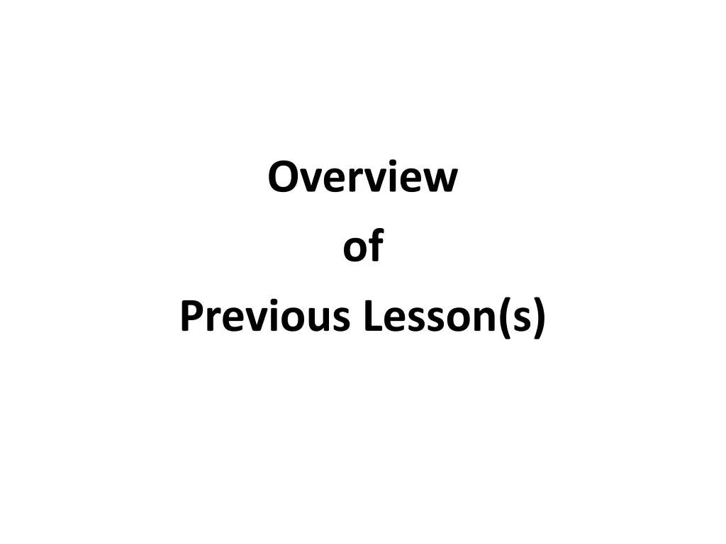 overview of previous lesson s