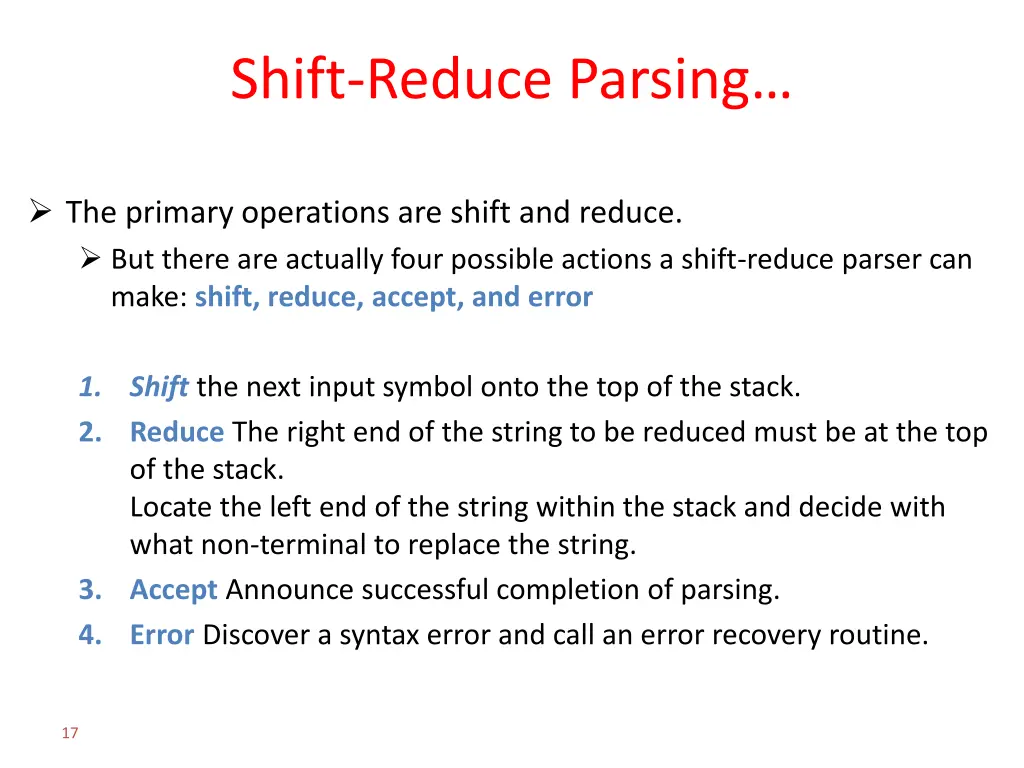 shift reduce parsing 2