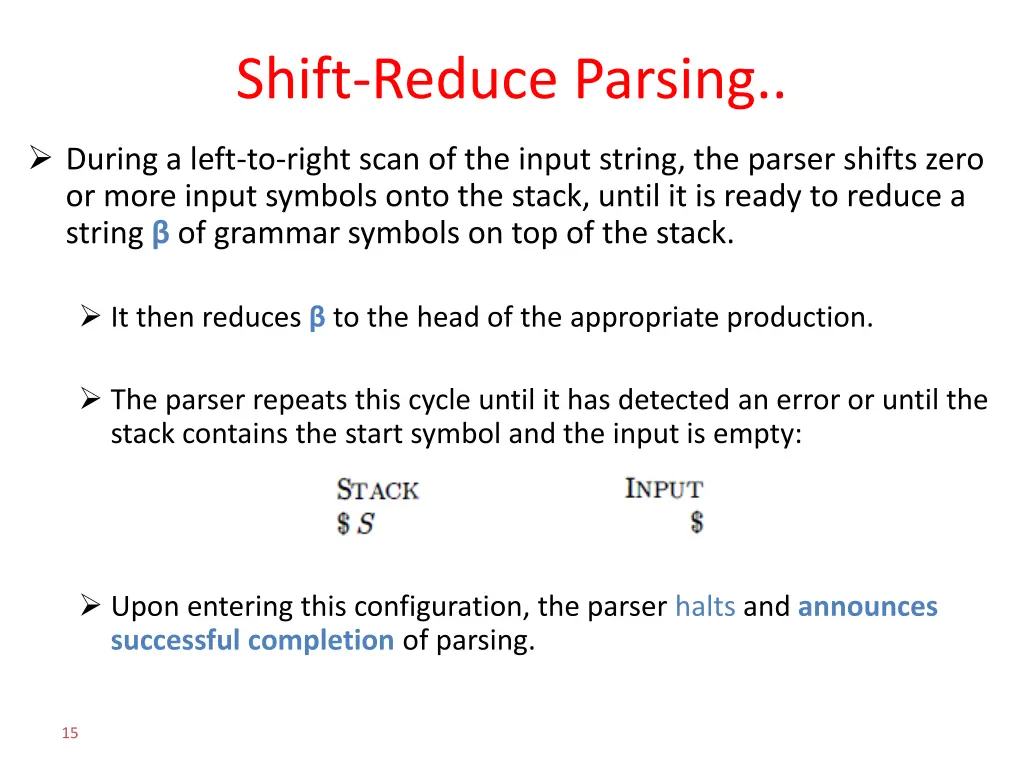 shift reduce parsing