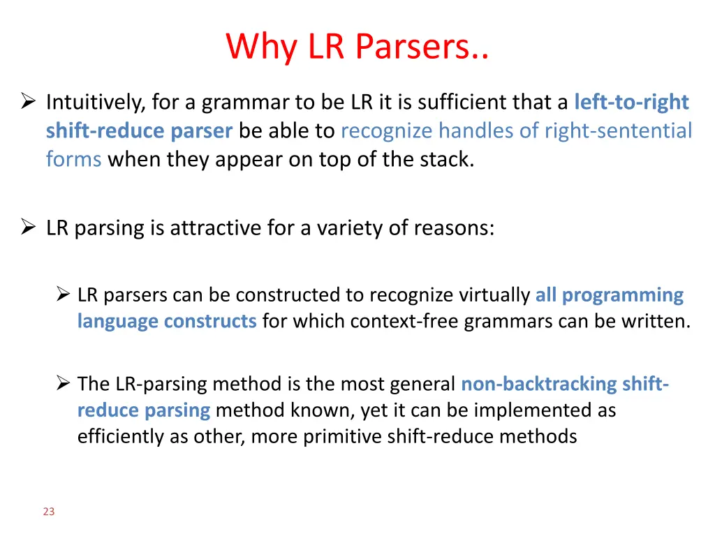 why lr parsers 2