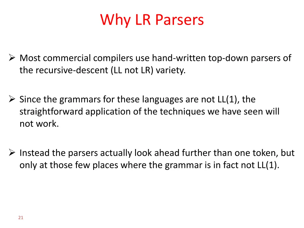 why lr parsers