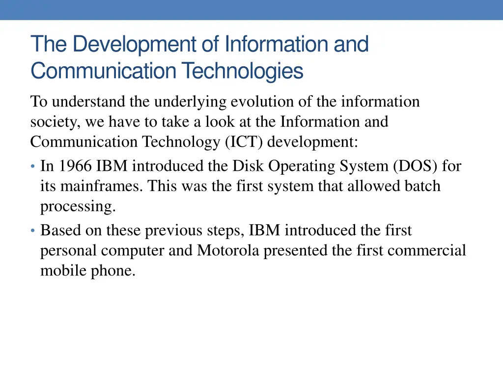 the development of information and communication
