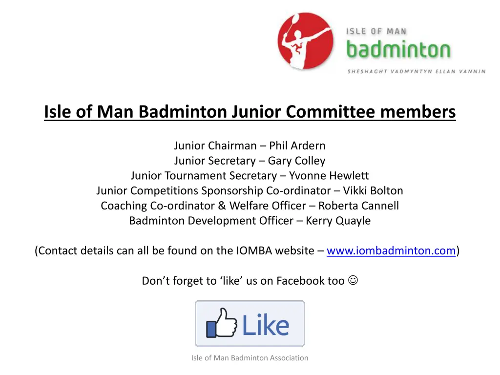 isle of man badminton junior committee members
