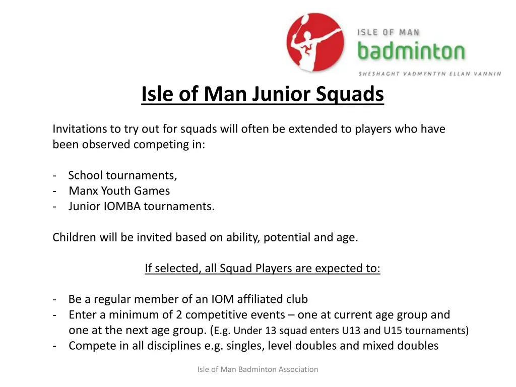 isle of man junior squads