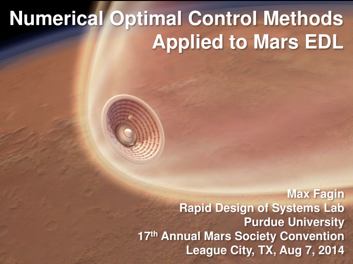 numerical optimal control methods applied to mars