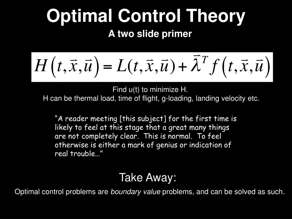 optimal control theory a two slide primer 1