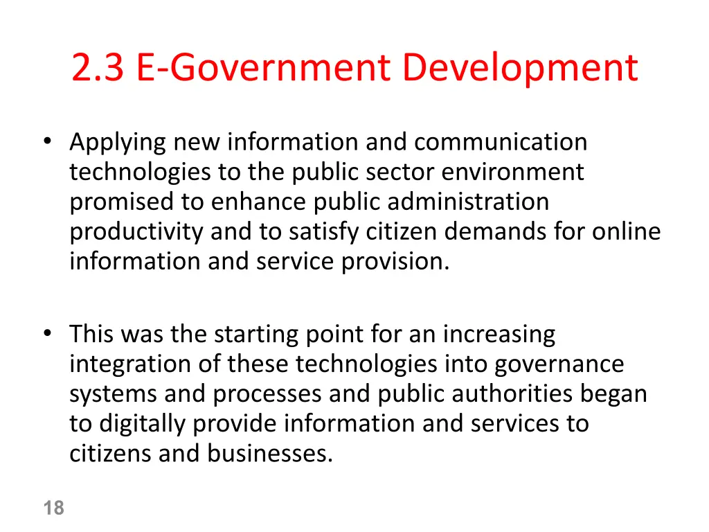 2 3 e government development