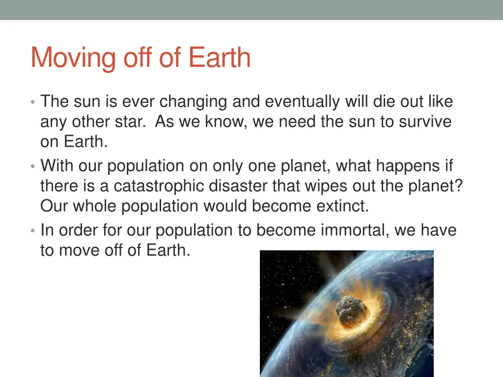 moving off of earth