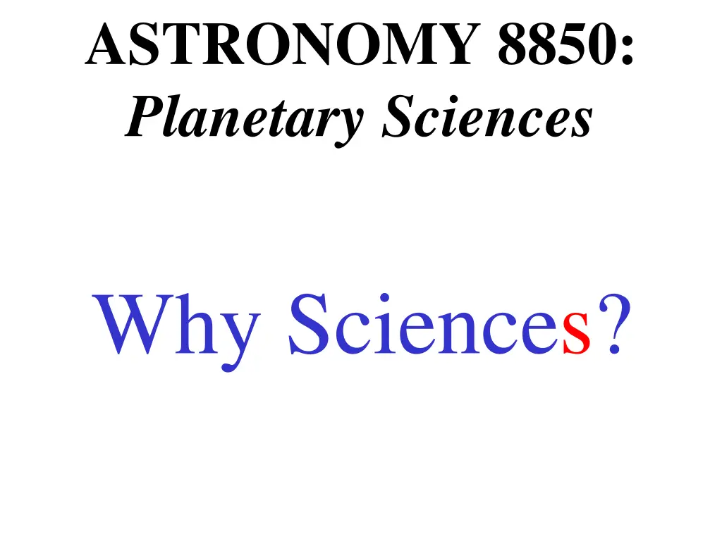 astronomy 8850 planetary sciences