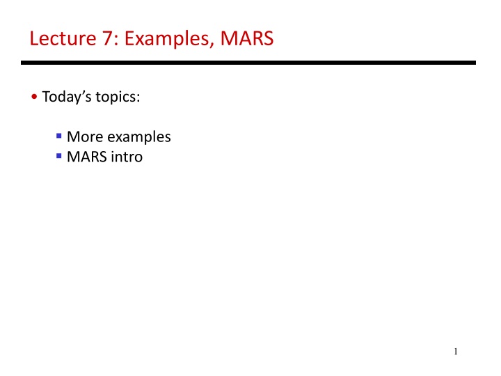 lecture 7 examples mars