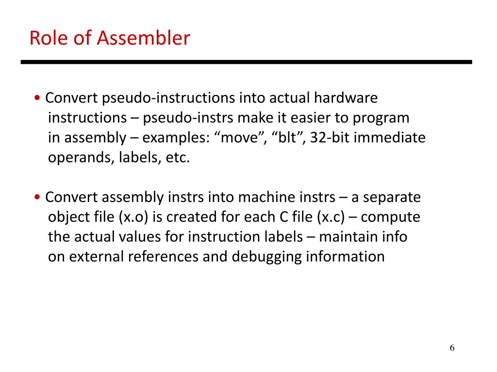 role of assembler
