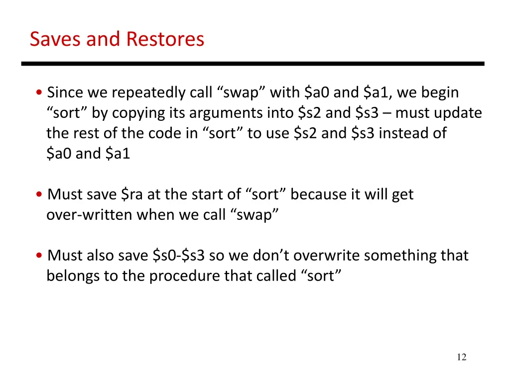saves and restores
