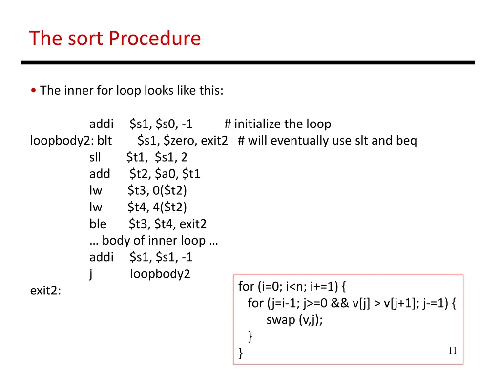 the sort procedure 1