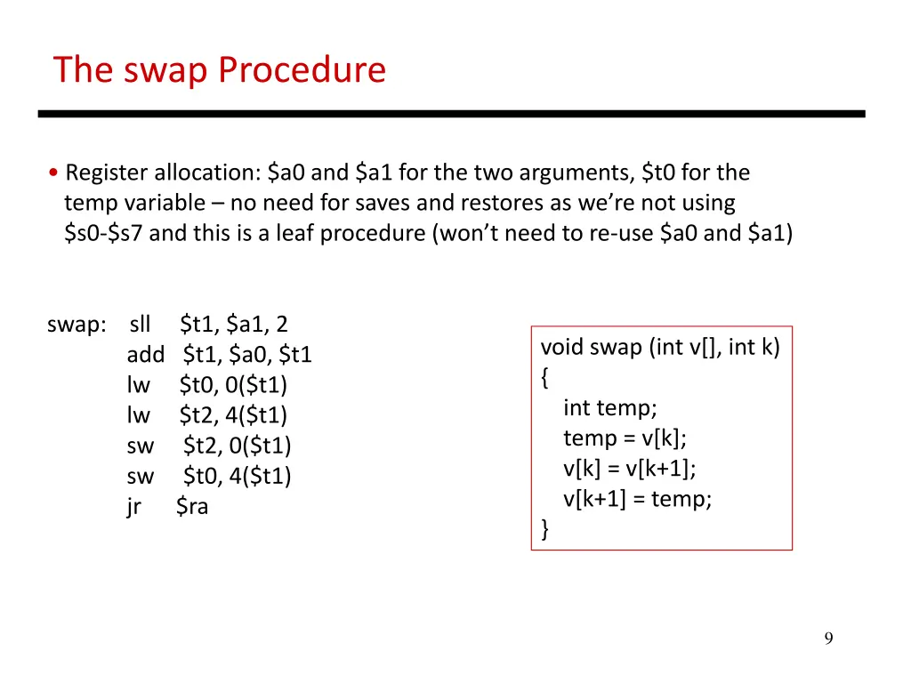 the swap procedure