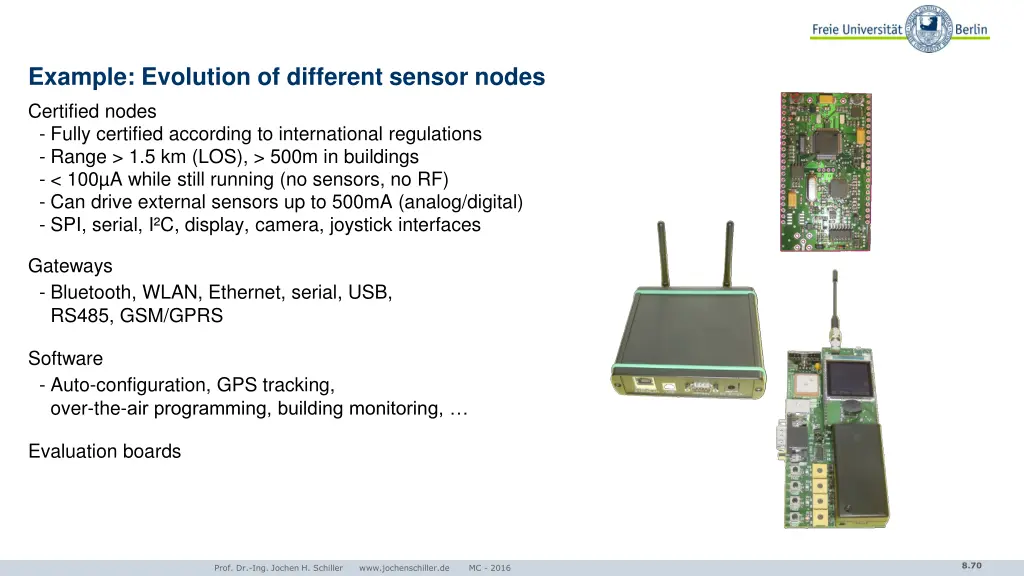 example evolution of different sensor nodes