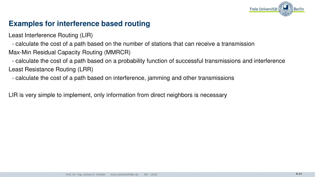 examples for interference based routing