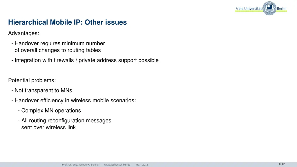 hierarchical mobile ip other issues