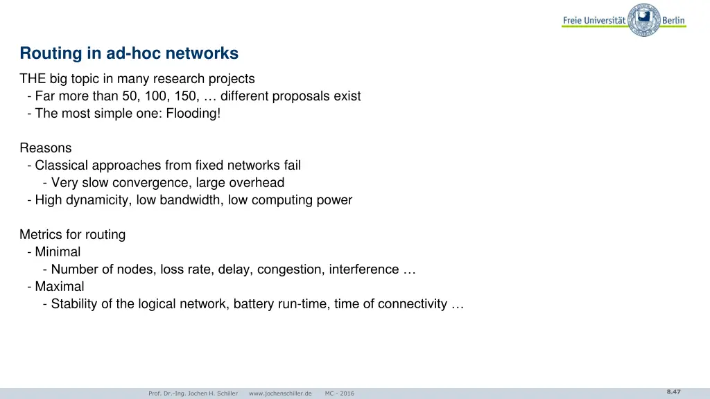 routing in ad hoc networks
