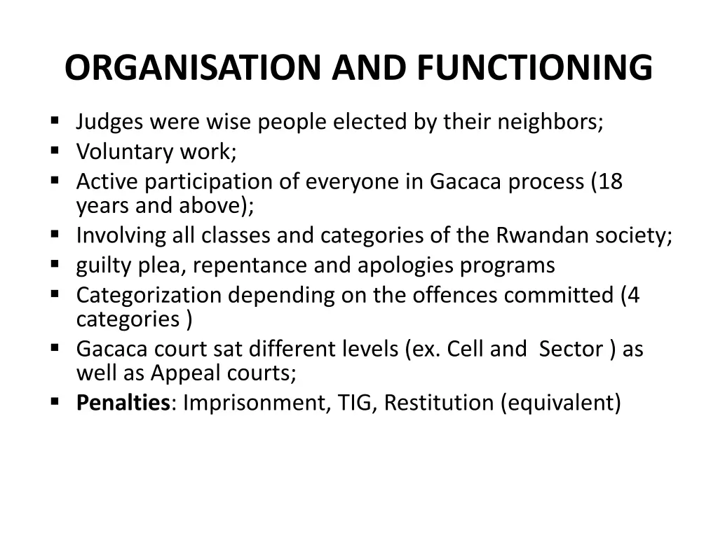 organisation and functioning