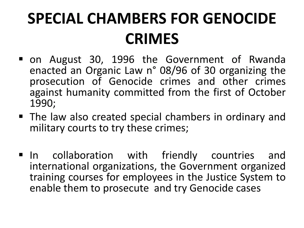 special chambers for genocide crimes on august