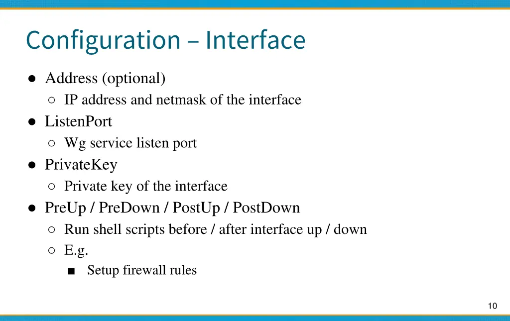 configuration interface
