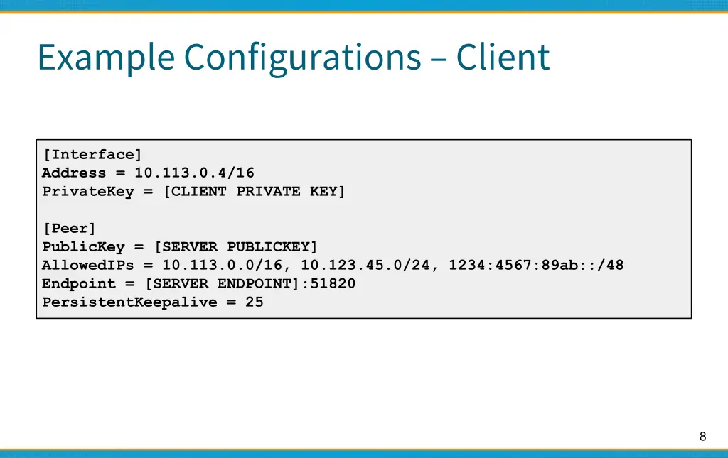 example configurations client