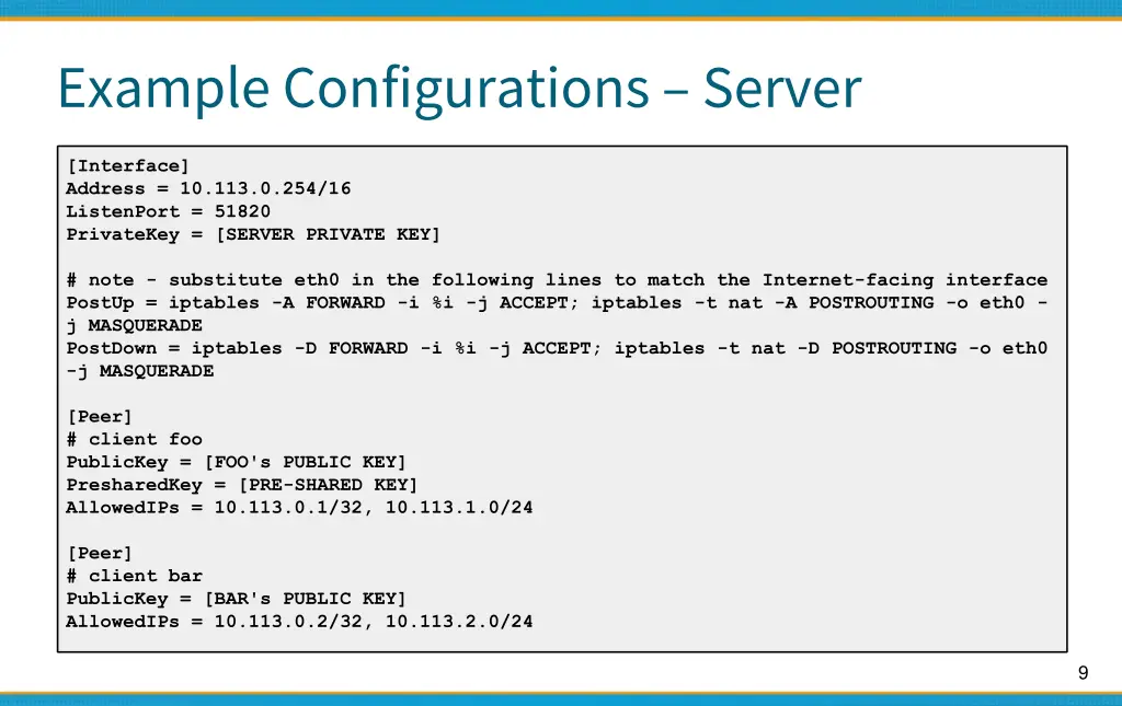 example configurations server