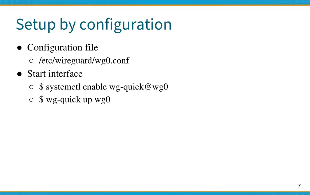 setup by configuration