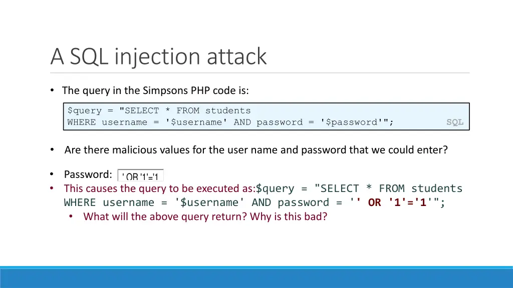 a sql injection attack
