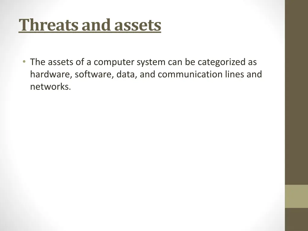 threats and assets