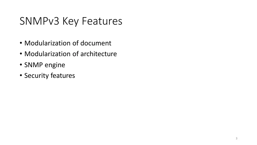 snmpv3 key features